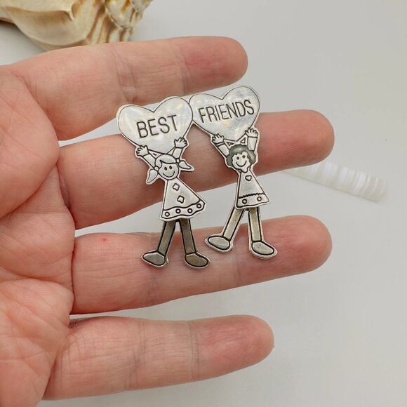 Vintage Best Friends Sterling Silver Mexican Pin - Picture 4 of 7